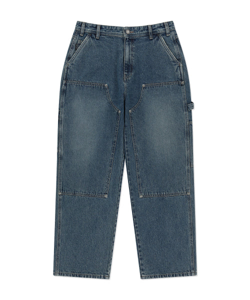 Doublenie multi-pocket denim pants sky blue
