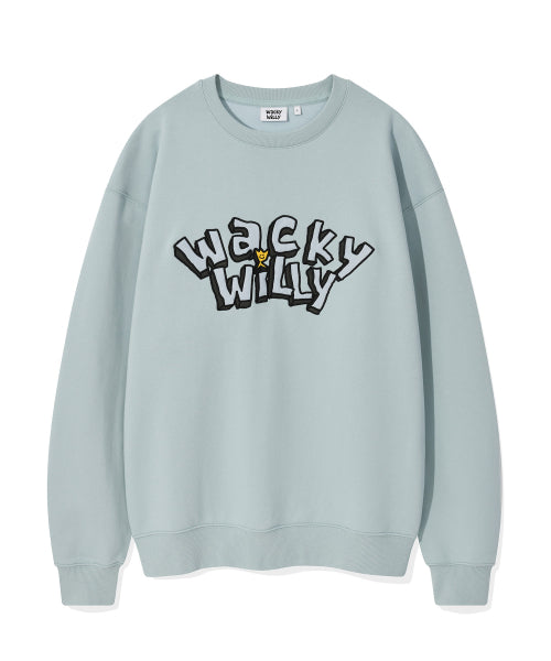 typo graphic one-point sweatshirt light blue