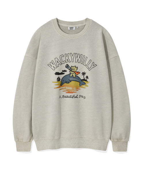 Kiki Washing Graphic Sweatshirt Beige