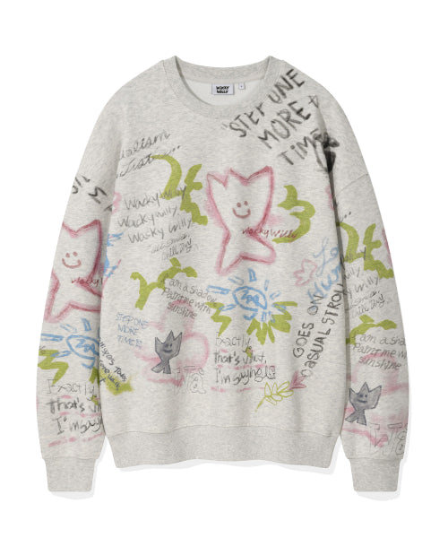 Kiki graffiti printed sweatshirt oatmeal
