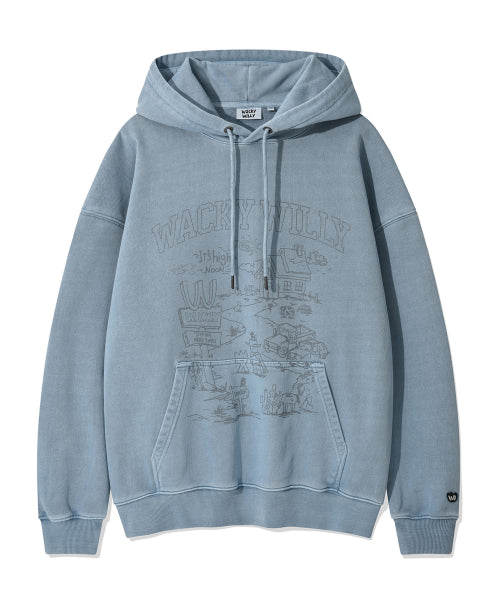 Town Graphic Dying Hooded Blue