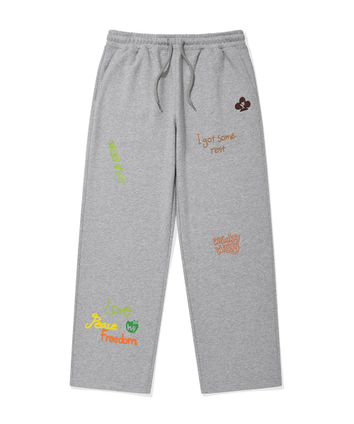 Khaki All-Over Graphic Sweat Pants Gray