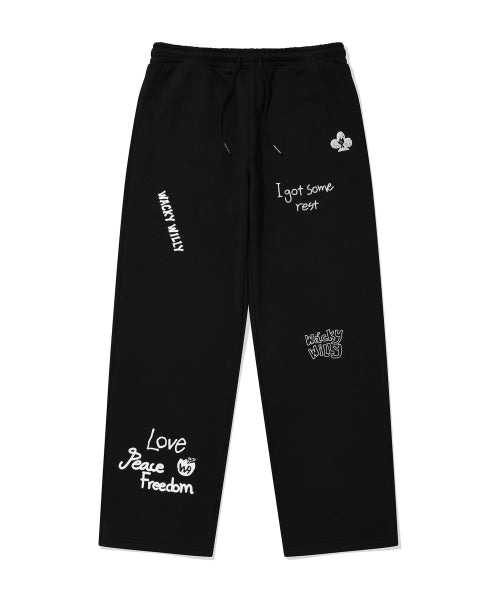 Khaki All-Over Graphic Sweat Pants Black