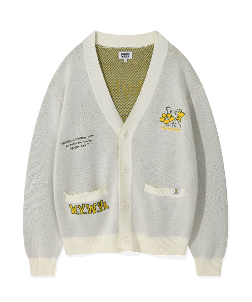 Kiki & Lily Patch V-Neck Cardigan Cream
