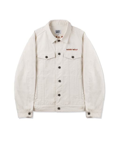 embroidered lettering trucker cream