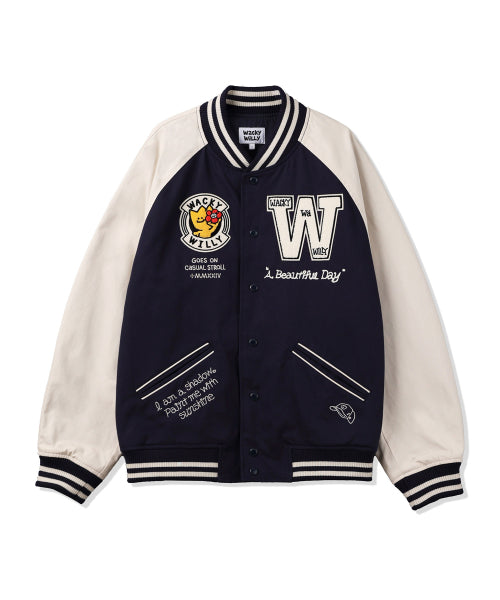 Patchwork Varsity Jacket Dark Navy