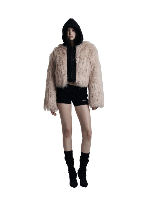 Crusti hood fur in hush pink