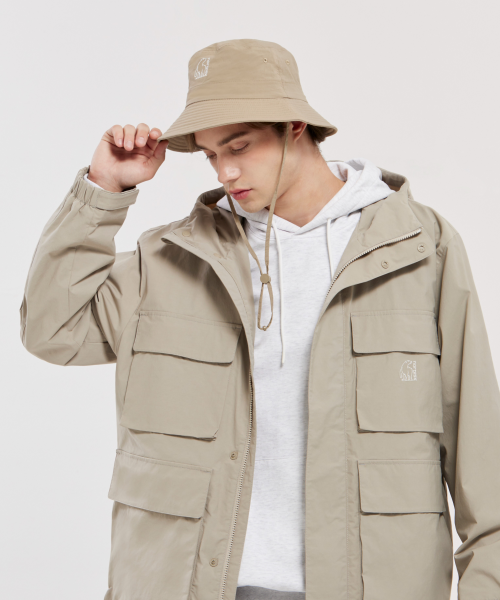 [Whistle walk] Woven bucket hat. Beige