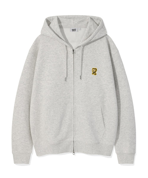 Graphic Kiki Wappen Hood Zip-Up Light Gray