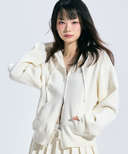 EILY Two-Way Knit Hooded Zip-Up [IVORY]