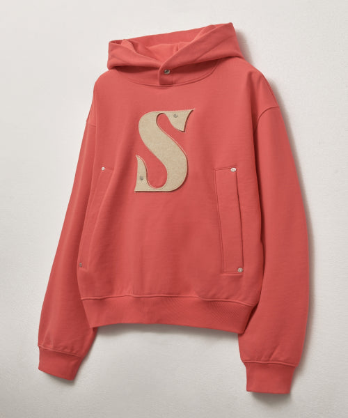 Rivet Applique Pocket Logo Hoodie Pink