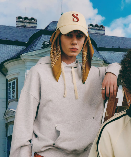 Classic Small Logo Rivet Hoodie Melange White