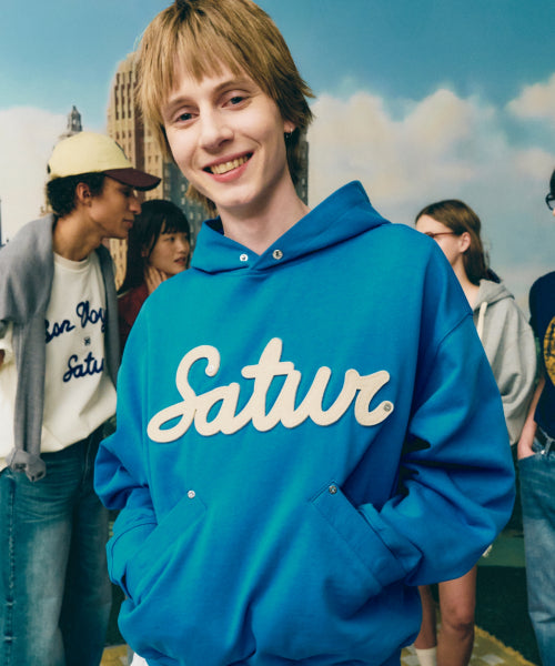 Lugo Applique Rivet Hoodie Blue
