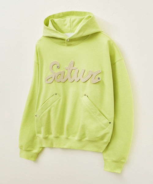 Lugo Applique Rivet Hoodie Neon Yellow