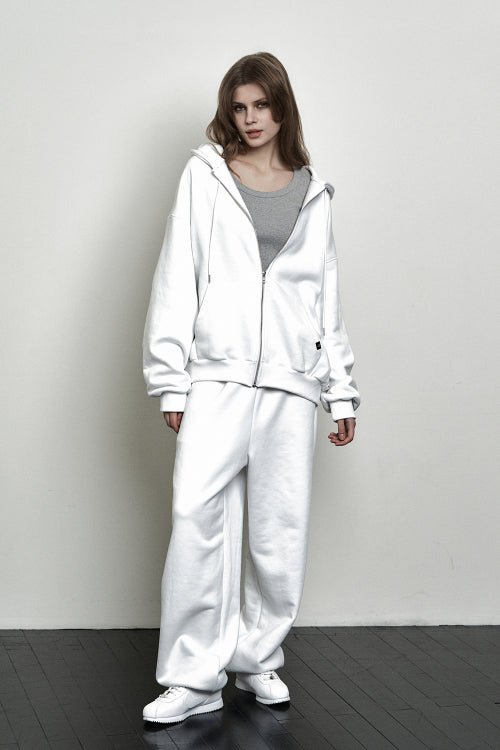plain basic sweatpants white