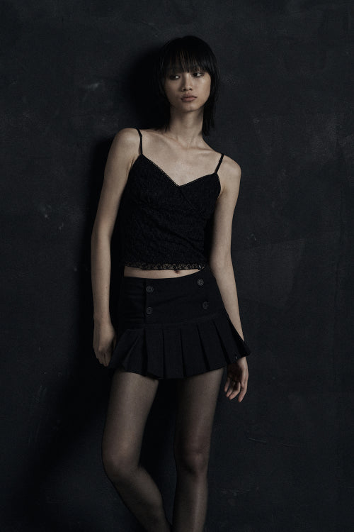 ROSE LACE SLEEVELESS TOP BLACK