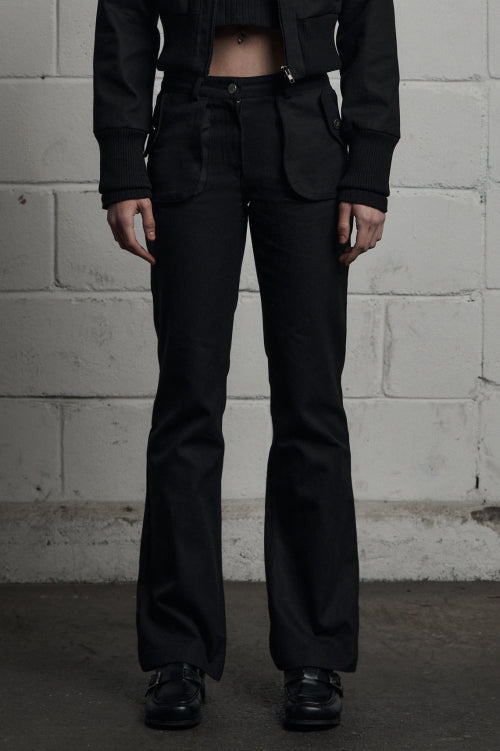 cargo pocket cotton pants black