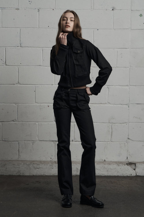 cargo pocket cropped jumper black