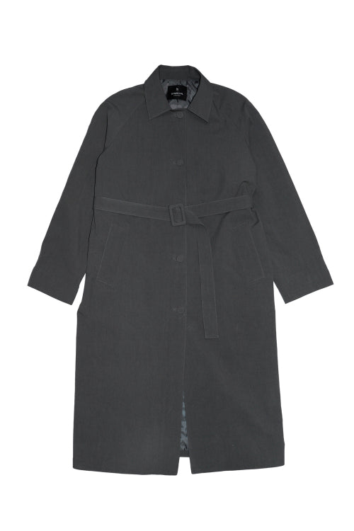 Cotton Collar Long Jacket Charcoal