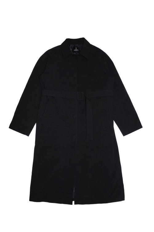 Cotton Collar Long Jacket Black