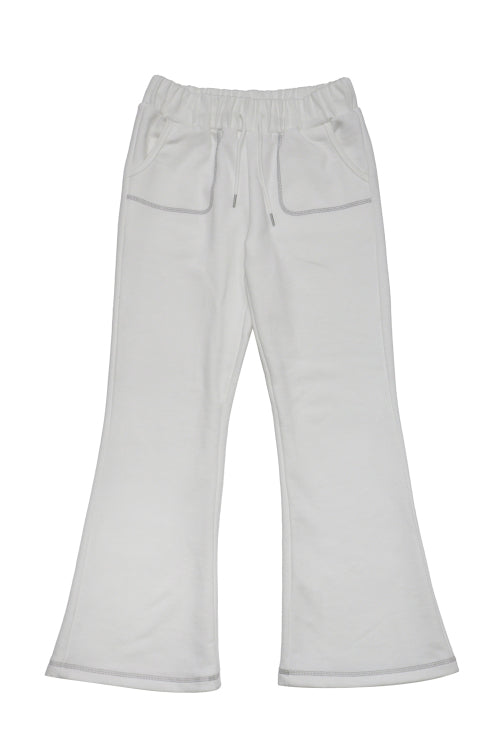 Stitch Bootcut Sweat Pants White