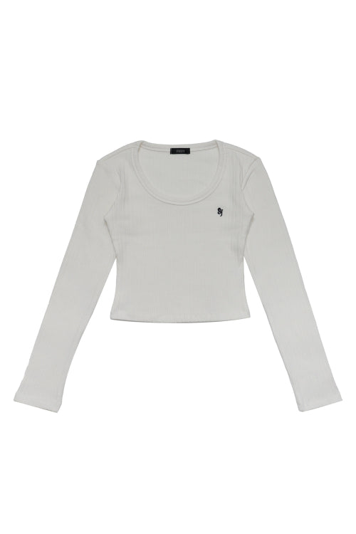 Wood Rib Long Sleeve White