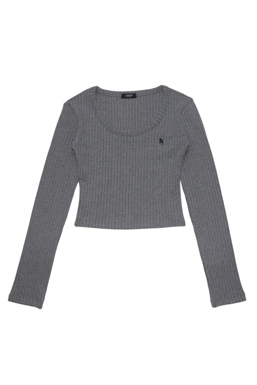 Wood Rib Long Sleeve Dark Gray