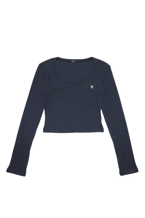 Wood Rib Long Sleeve Navy