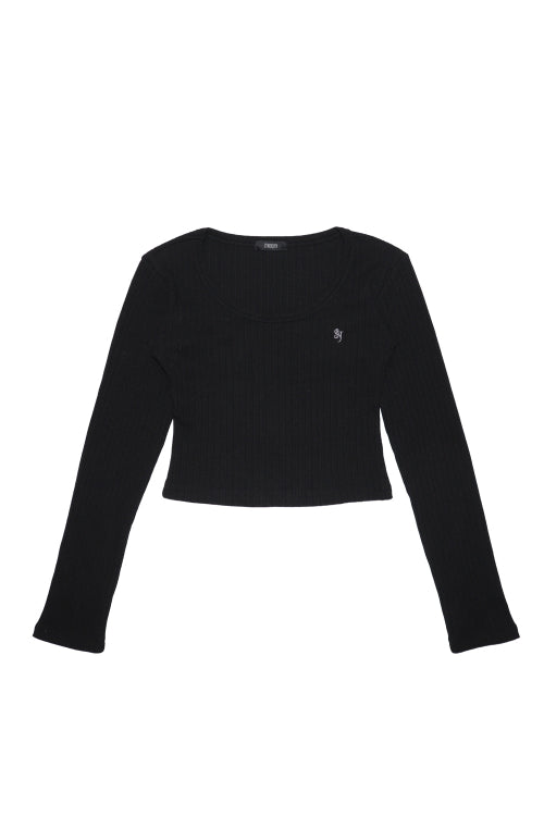 Wood Rib Long Sleeve Black