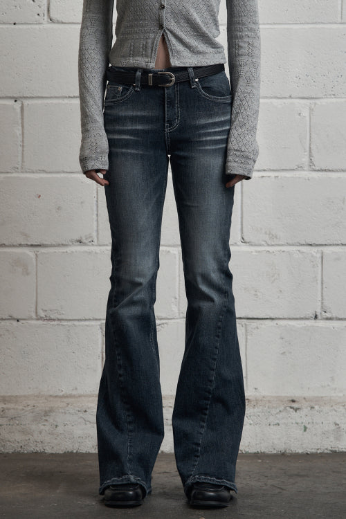 Brush Cat Washing Denim Pants Blue