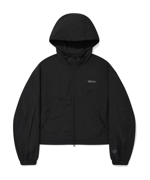 Women's Nylon Hooded Zip-Up Jumper Black