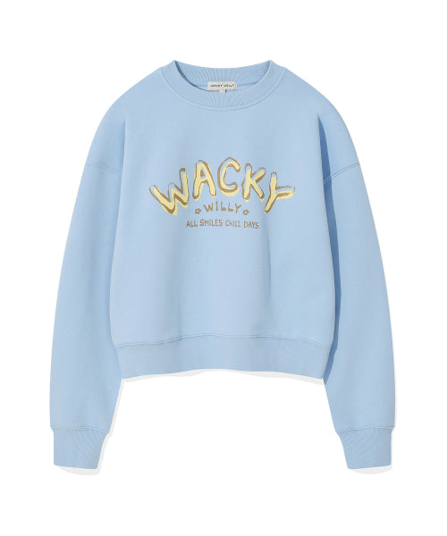 Women's typo graphic cropped sweatshirt sky blue