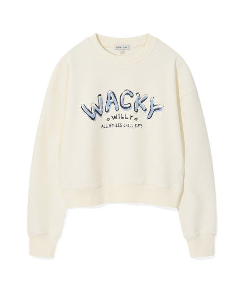 Women's typo graphic cropped sweatshirt cream