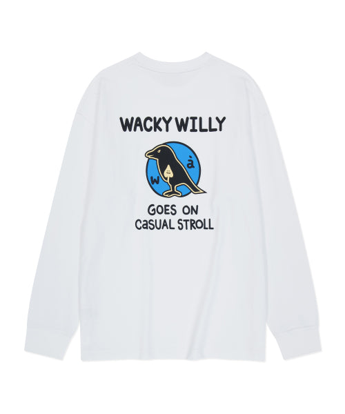 Bird Graphic Long Sleeve T-shirt White