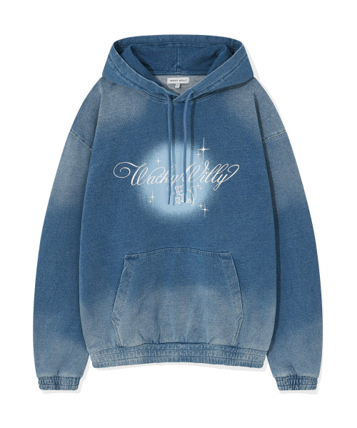 Shining Leo Denim Jersey Like Hooded Blue
