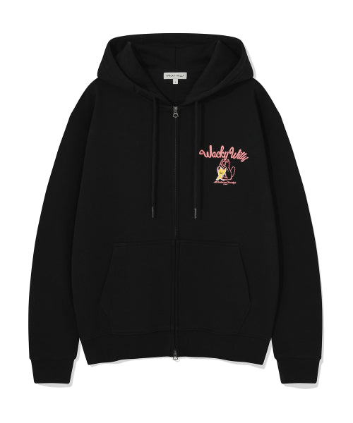 Kiki Leo Logo Hooded Zip-Up Black