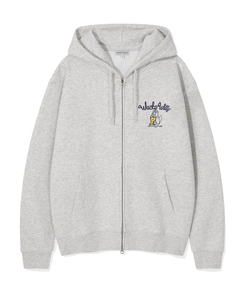 Kiki Leo Logo Hooded Zip-Up Light Gray