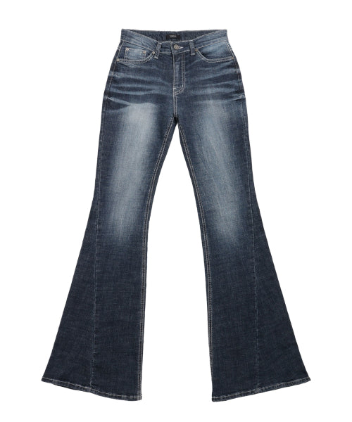 Cat-washed denim pants deep blue