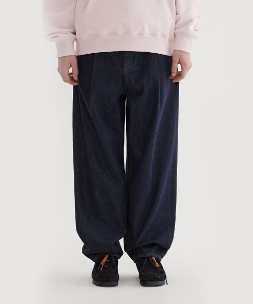 SEMI WIDE-FIT WASHING DENIM PANTS