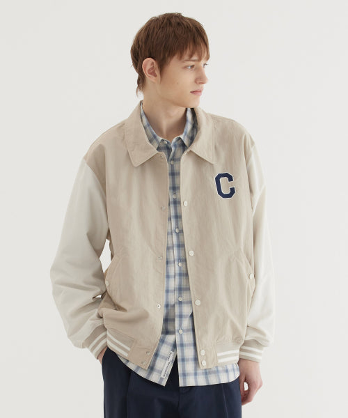 C LOGO COLLAR VARSITY JACKET