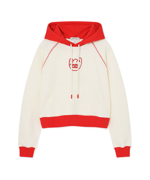 Women's Color Crop Hoodie Cream