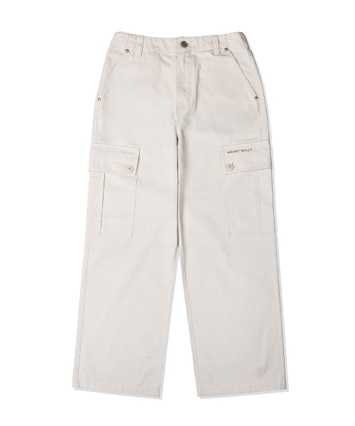 Women's cotton cargo pants cream