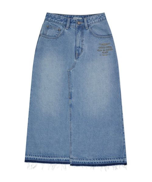 Women's long denim skirt blue