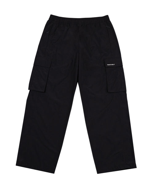 Nylon cargo track pants black