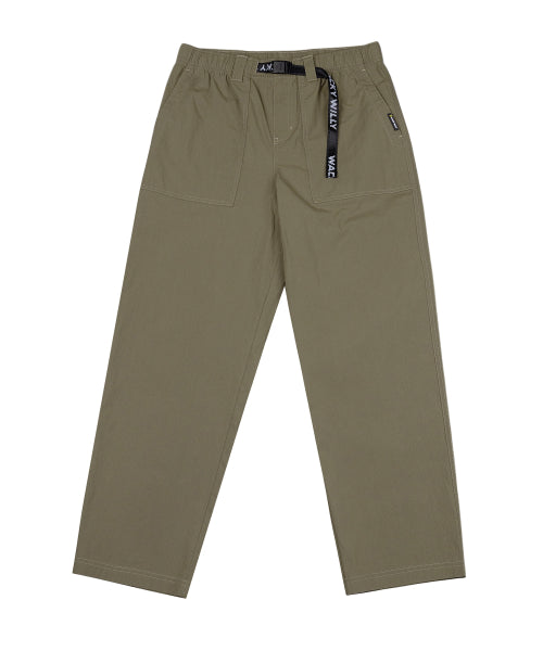 Webbing Belt Puttig Cotton Pants Khaki