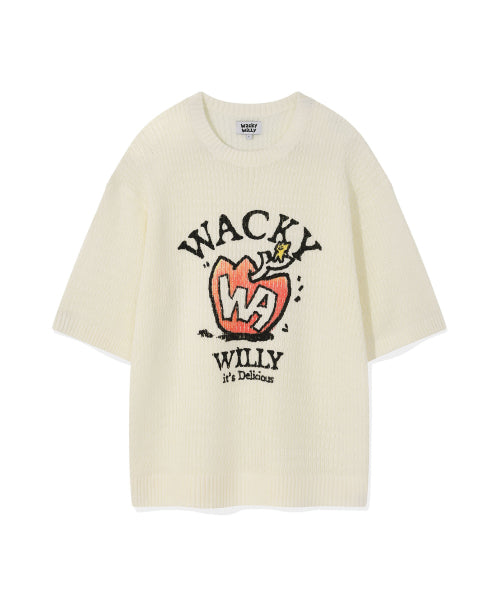 One point short sleeve pullover knitwear ivory