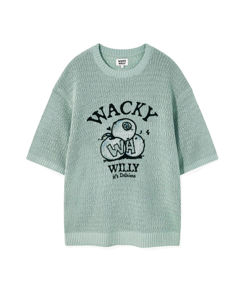 One point short sleeve pullover knit green