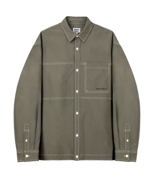 Nylon Lipstop Oversized Fit Shirt Khaki