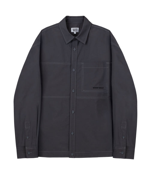 Nylon Lipstop Oversized Fit Shirt Charcoal