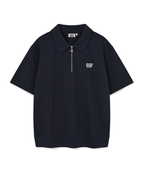 sweat collar short-sleeved T-shirt navy